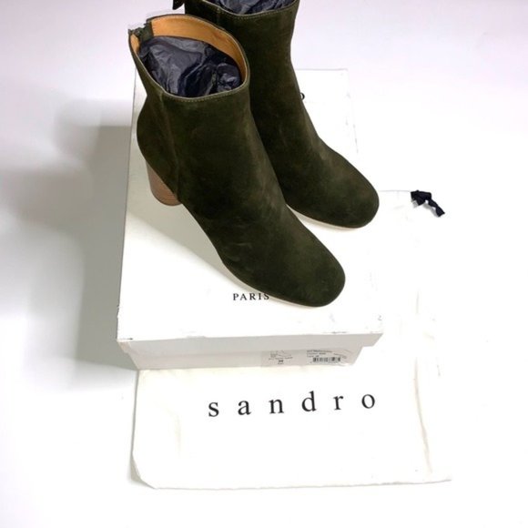 NIOB Sandro Paris Forest Green Suede Boots - Picture 5 of 7
